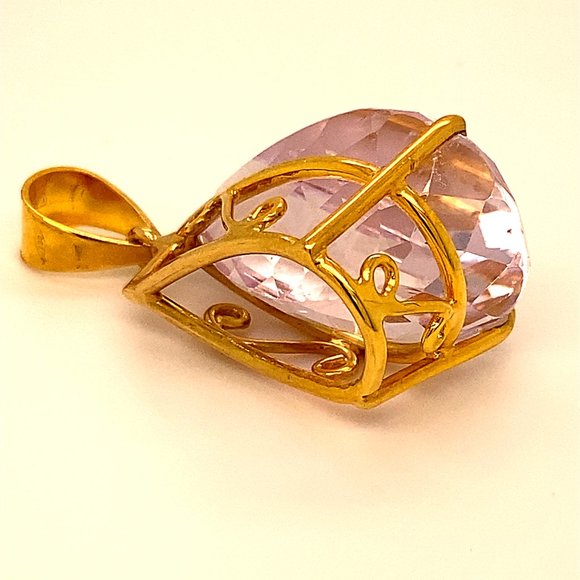 Pink Kunzite 17.91ct Solid 18K Yellow Gold Pendant - Picture 5 of 9